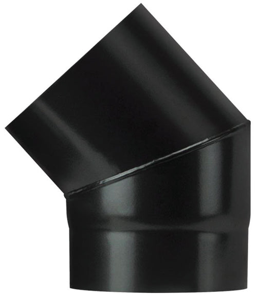 Save Gomito 45 ° Per Stufa A Legna Porcellanato Plus Light Col. Nero Opaco Ee ? Cm. 15