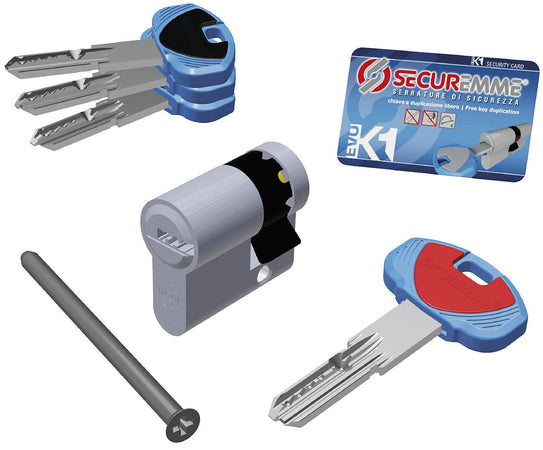 Securemme Mezzo Cilindro Cromo Satinato Evok1 3 Chiavi Mm. 40 (30+10)