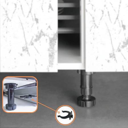 Set Piedini Per Mobili Da Cucina In Plastica Con Gancio Mm. 120 H 4 Pz.