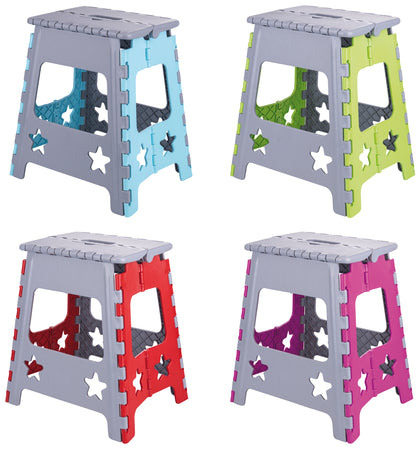 Sgabello Pieghevole In Plastica Cm. 36X29X39 H Col. Assortiti