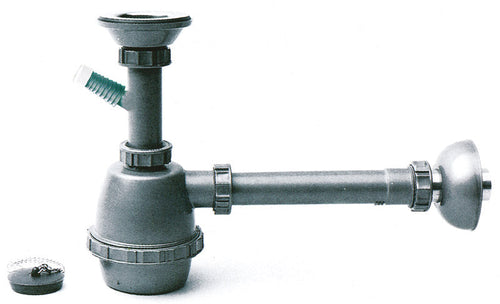 Sifone In Plastica A 1 Via Con Piletta E Attacco Lavatrice Mis. 1.1/4