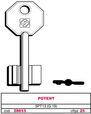 Silca Chiave A Doppia Mappa 5Pt13 (G. Vas 5) Potent 5.00 Pz