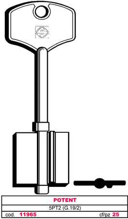 Silca Chiave A Doppia Mappa 5Pt2 (G. Vat 5) Potent 5.00 Pz