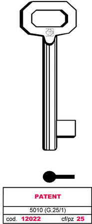 Silca Chiave A Mappa 5010 (G. Vaz 1) Patent 5.00 Pz