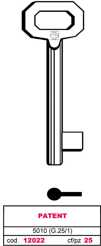 Silca Chiave A Mappa 5010 (G. Vaz 1) Patent 5.00 Pz