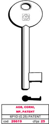 Silca Chiave A Mappa 6P1D (G. Vaz 0) Patent Agb, Corni, Mp, Patent 5.00 Pz