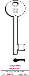 Silca Chiave A Mappa 6P1S (G. Vaz 0) Patent Agb, Corni, Mp, Patent 5.00 Pz
