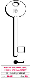 Silca Chiave A Mappa 6P2D (G. Vaz 0) Patent Bonaiti 5.00 Pz