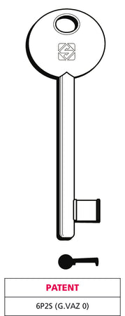 Silca Chiave A Mappa 6P2S (G. Vaz 0) Patent Ottone Nichelato 5.00 Pz