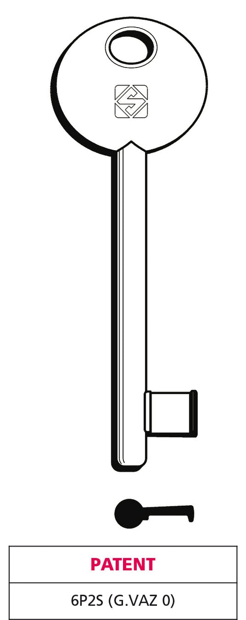 Silca Chiave A Mappa 6P2S (G. Vaz 0) Patent Ottone Nichelato 5.00 Pz