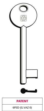 Silca Chiave A Mappa 6P3D (G. Vaz 0) Patent 5.00 Pz