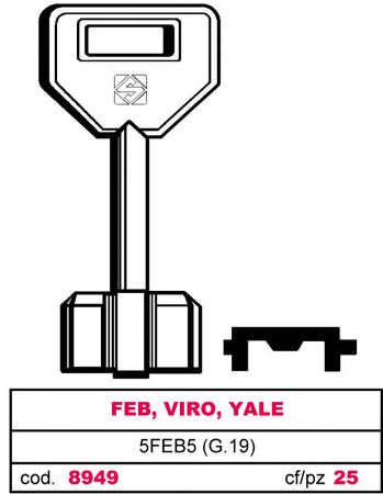 Silca Chiave A Pompa 5Feb5 (G.Vat 0) Feb, Viro, Yale 5.00 Pz
