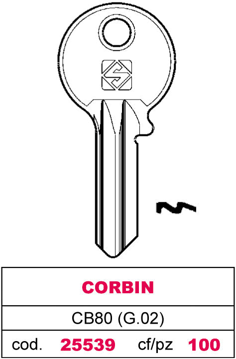 Silca Chiave Asc Cb80 (G.Vac 0) Corbin 20.00 Pz