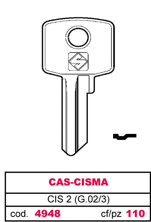 Silca Chiave Asc Cis 2 (G.Vac 3) Cas-Cisma 20.00 Pz