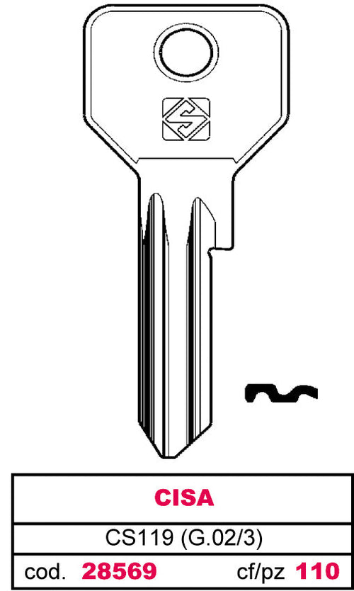 Silca Chiave Asc Cs119 (G.Vac 3) Cisa 10.00 Pz