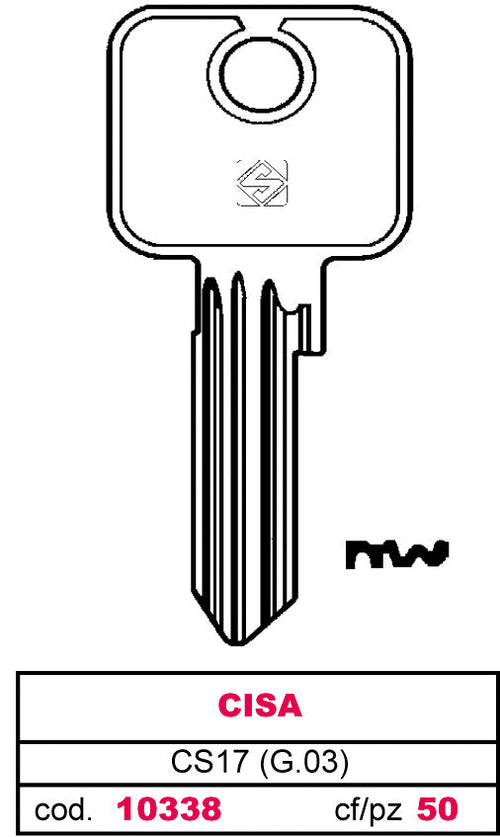 Silca Chiave Asc Cs17 (G.Vad 0) Cisa 10.00 Pz
