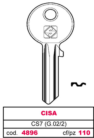 Silca Chiave Asc Cs7 (G.Vac 2) Cisa 100.00 Pz