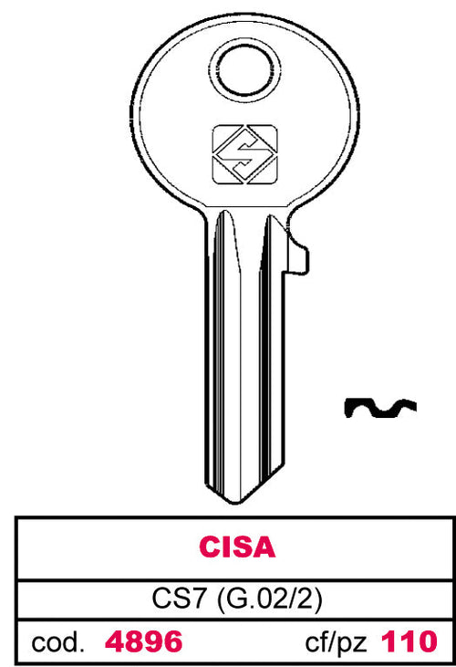 Silca Chiave Asc Cs7 (G.Vac 2) Cisa 100.00 Pz