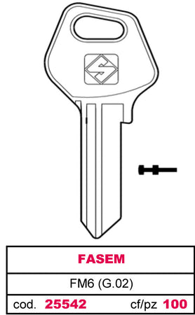 Silca Chiave Asc Fm6 (G.Vac 0) Fasem 20.00 Pz