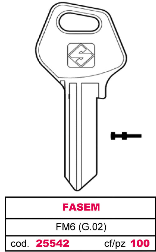 Silca Chiave Asc Fm6 (G.Vac 0) Fasem 20.00 Pz