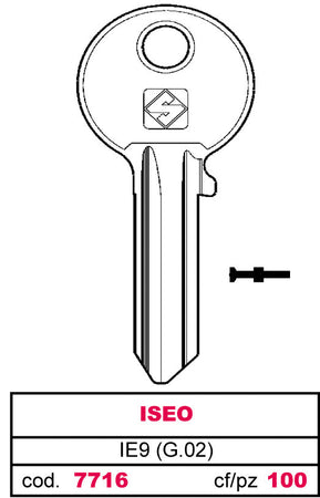 Silca Chiave Asc Ie9 (G.Vac 0) Iseo 20.00 Pz