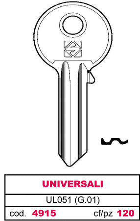 Silca Chiave Asc Ul051 (G.Vab 0) Universale 100.00 Pz