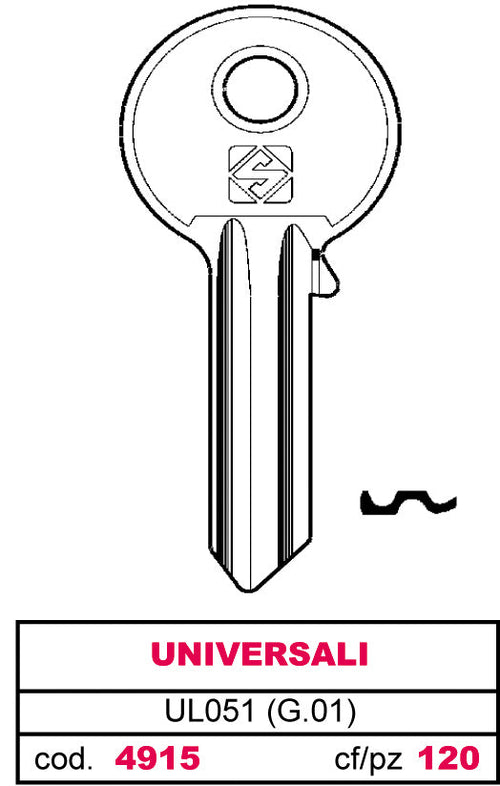 Silca Chiave Asc Ul051 (G.Vab 0) Universale 100.00 Pz