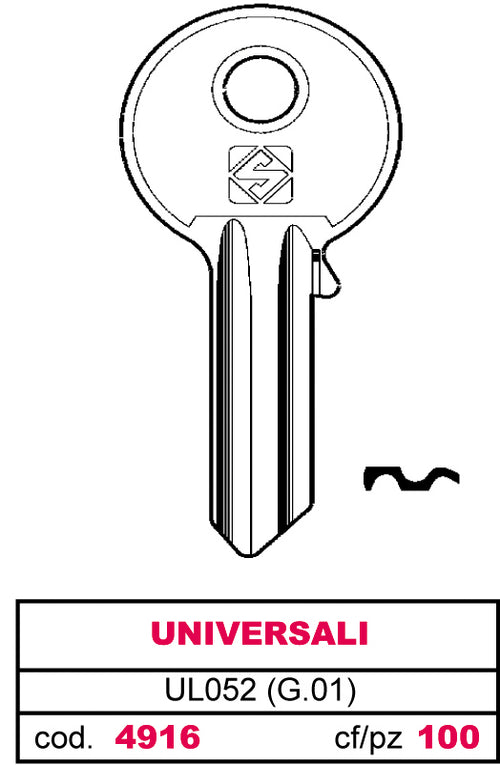 Silca Chiave Asc Ul052 (G.Vab 0) Universale 100.00 Pz