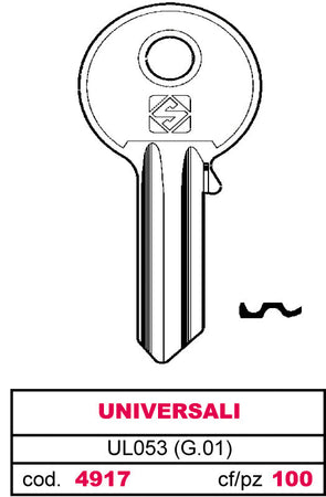Silca Chiave Asc Ul053 (G.Vab 0) Universale 100.00 Pz