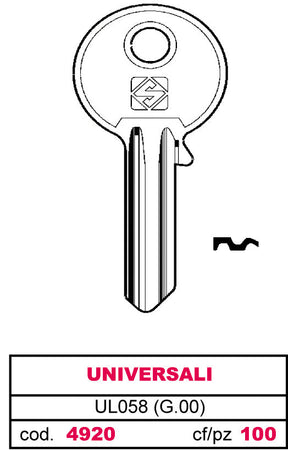 Silca Chiave Asc Ul058 (G.Vab 0) Universale 100.00 Pz
