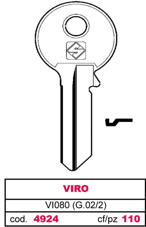 Silca Chiave Asc Vi080 (G.Vac 2) Viro 100.00 Pz