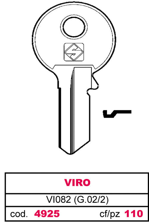 Silca Chiave Asc Vi082 (G.Vac 2) Viro 20.00 Pz
