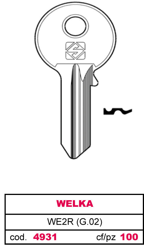 Silca Chiave Asc We2R (G.Vac 4) Welka 20.00 Pz