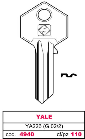 Silca Chiave Asc Ya226 (G.Vac 2) Yale 20.00 Pz