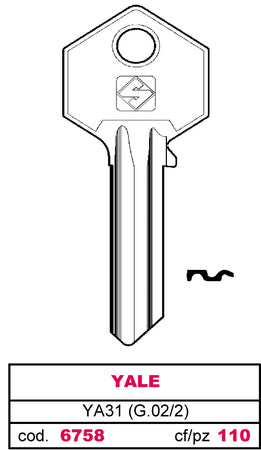 Silca Chiave Asc Ya31 (G.Vac 2) Yale 100.00 Pz