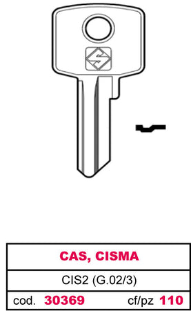 Silca Chiave Ottone Cis2 (G.Vac 3) Cas, Cisma 20.00 Pz