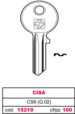 Silca Chiave Ottone Cs6 (G.Vac 0) Cisa 20.00 Pz