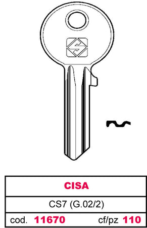 Silca Chiave Ottone Cs7 (G.Vac 2) Cisa 50.00 Pz