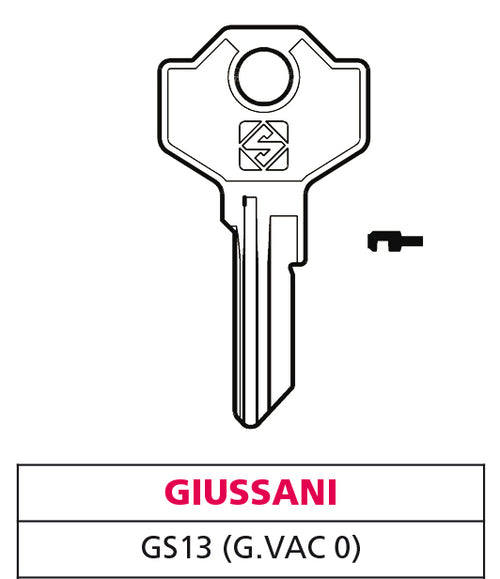 Silca Chiave Ottone Gs13 (G. Vac 0) Giussani 20.00 Pz