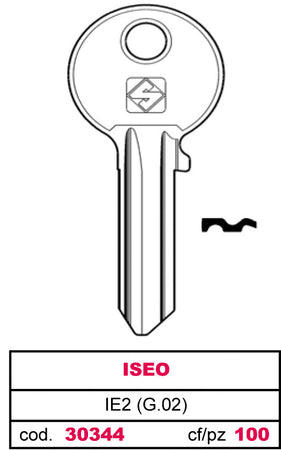 Silca Chiave Ottone Ie2 (G.Vac 0) Iseo 20.00 Pz