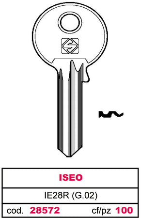 Silca Chiave Ottone Ie28R (G.Vac 0) Iseo 20.00 Pz