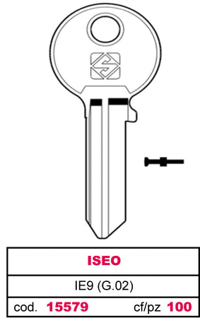 Silca Chiave Ottone Ie9 (G.Vac 0) Iseo 20.00 Pz