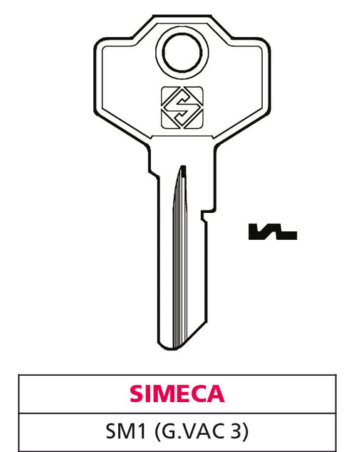 Silca Chiave Ottone Sm1 (G. Vac 3) Simeca 20.00 Pz