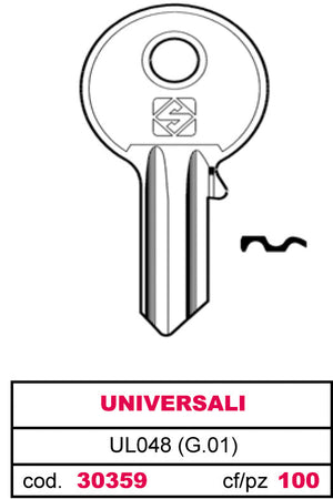 Silca Chiave Ottone Ul048 (G.Vab 0) Universale 20.00 Pz
