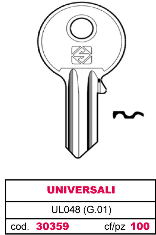 Silca Chiave Ottone Ul048 (G.Vab 0) Universale 20.00 Pz