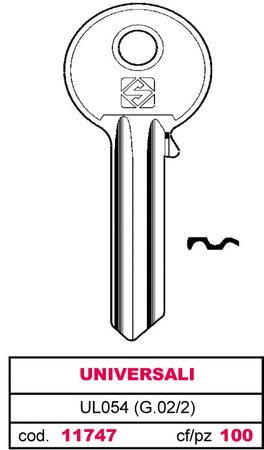 Silca Chiave Ottone Ul054 (G.Vac 2) Universale 100.00 Pz