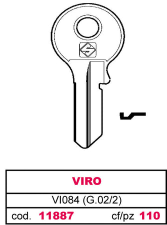 Silca Chiave Ottone Vi084 (G.Vac 2) Viro 20.00 Pz