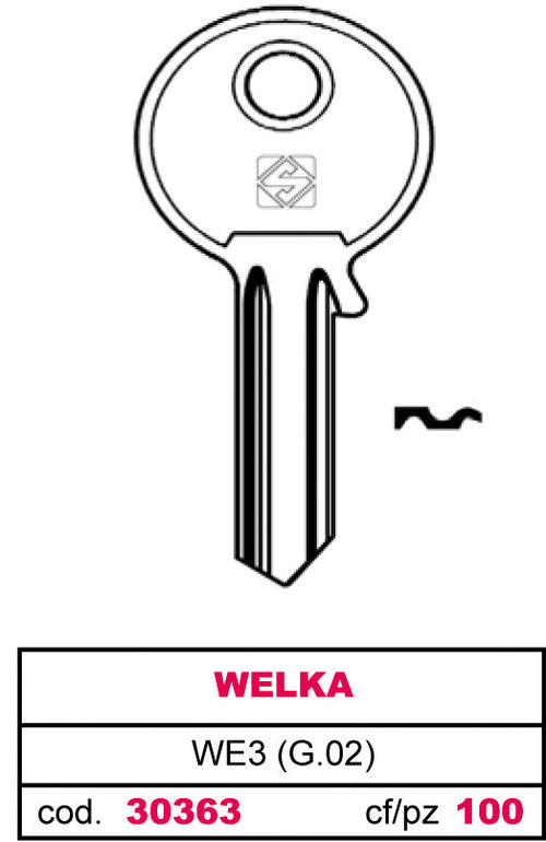 Silca Chiave Ottone We3 (G.Vac 4) Welka 20.00 Pz
