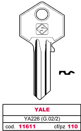 Silca Chiave Ottone Ya226 (G.Vac 2) Yale 20.00 Pz