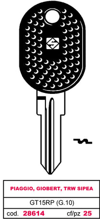 Silca Chiave Per Auto Asc Gt15Rp (G.Vak 0) Piaggio, Giobert, Trw Sipea 5.00 Pz
